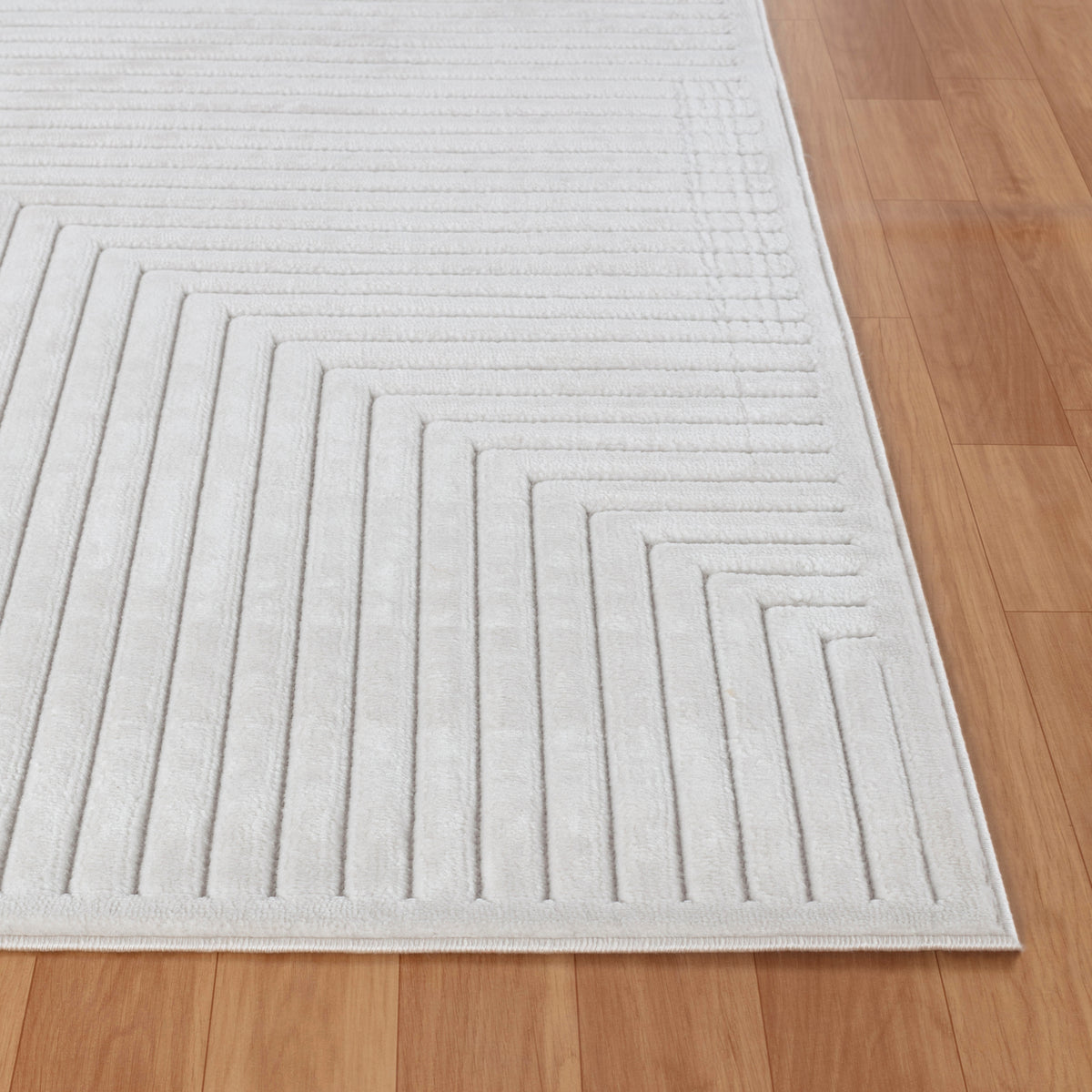 Tapis SURYA Rockford moderne, relief de lignes géométriques ton sur ton blanc, vue 6