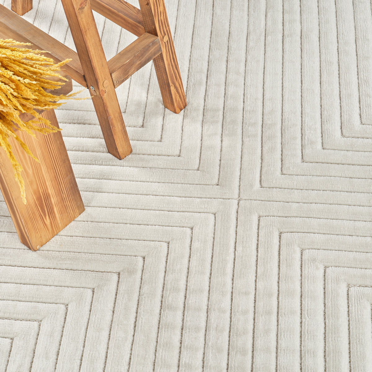 Tapis SURYA Rockford moderne, relief de lignes géométriques ton sur ton blanc, vue 9