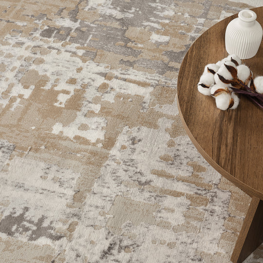 Tapis Abstrait Moderne Beige/Gris Goshen