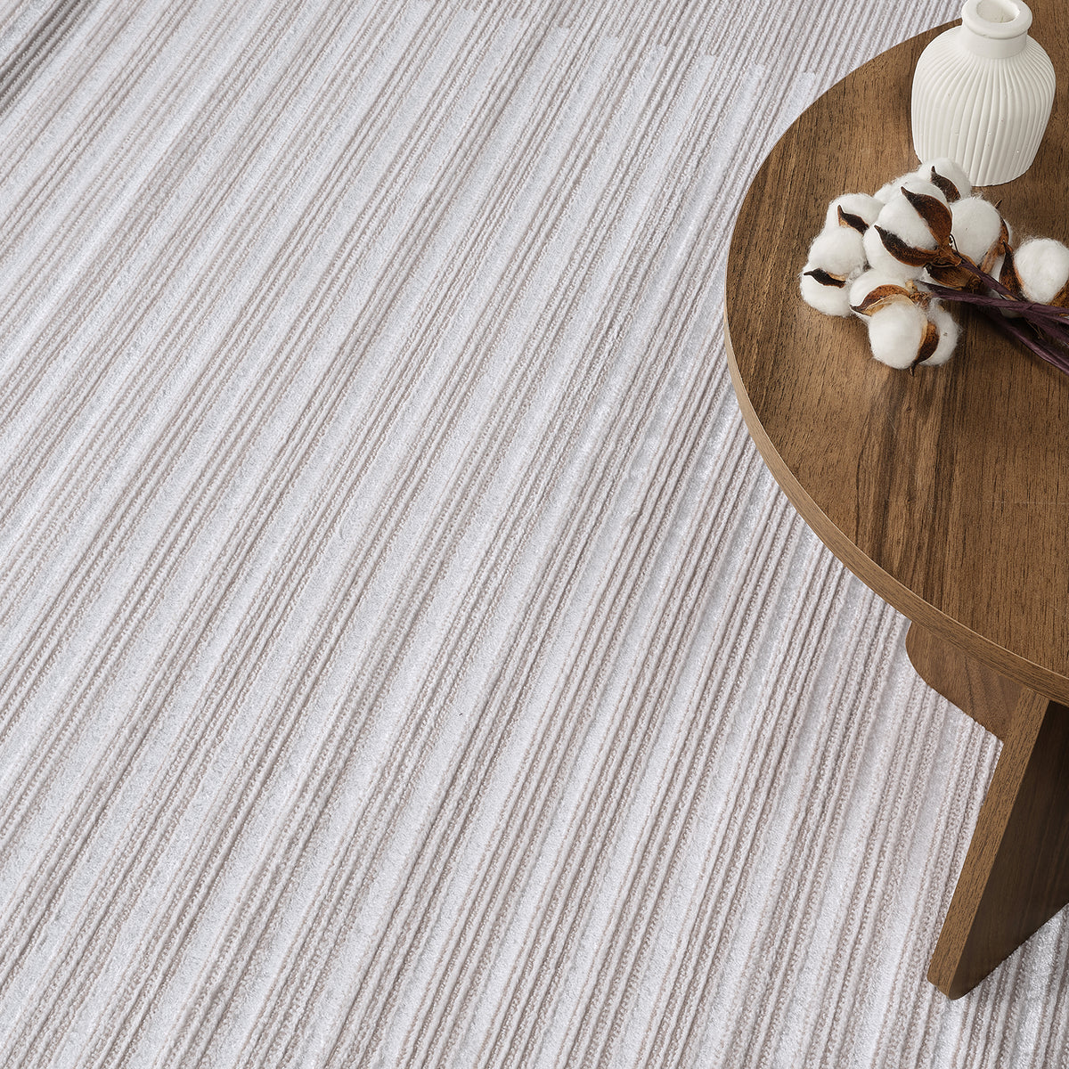 Tapis SURYA Skokie scandinave, motif rayures fines en relief, beige et crème, vue 9