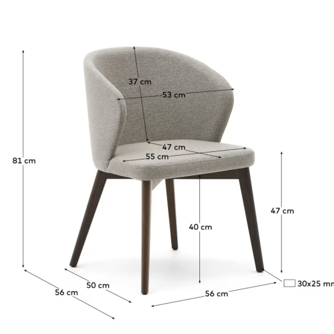 KAVE HOME- Lot de 2 chaises Darice en tissu chenille marron et bois de hêtre, finition noyer FSC 100 %