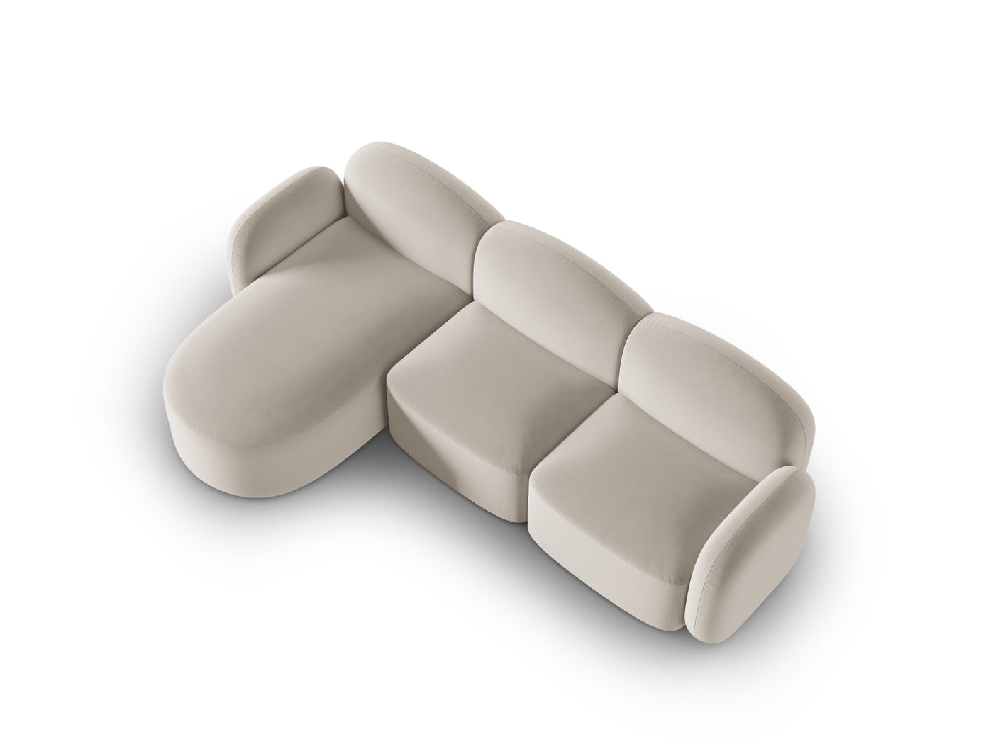 Canapé d'angle gauche MICADONI Blair 4 places en Velours Ecru