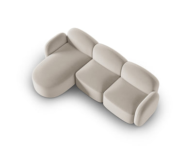 Canapé d'angle gauche MICADONI Blair 4 places en Velours Ecru