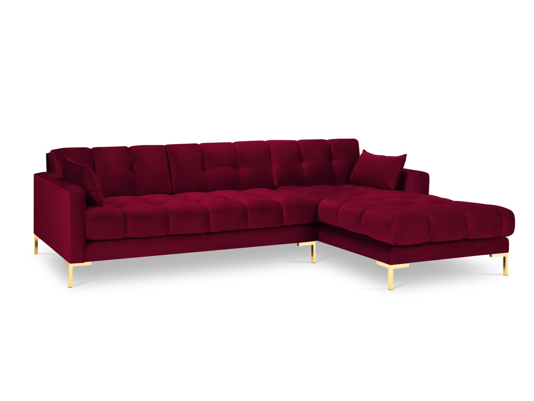 Canapé d'angle droit MICADONI Mamaia 5 places en Velours Rouge