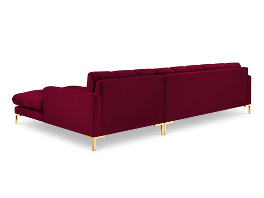 Canapé d'angle droit MICADONI Mamaia 5 places en Velours Rouge