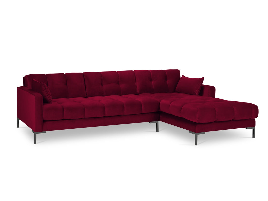 Canapé d'angle droit MICADONI Mamaia 5 places en Velours Rouge