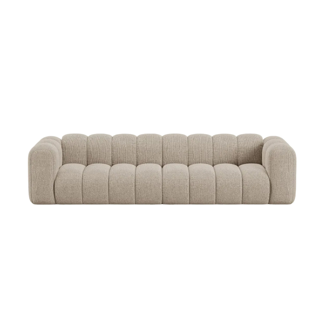 Canapé fixe MICADONI Lupine 4 places en tissu chenille beige foncé