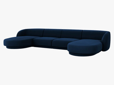 Canapé panoramique 5 places MILEY Micadoni bleu roi