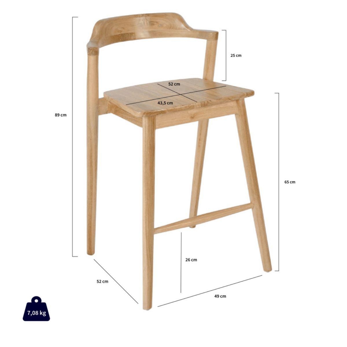 Lot de 2 tabourets de bar DRAWER Joko en teck H75cm