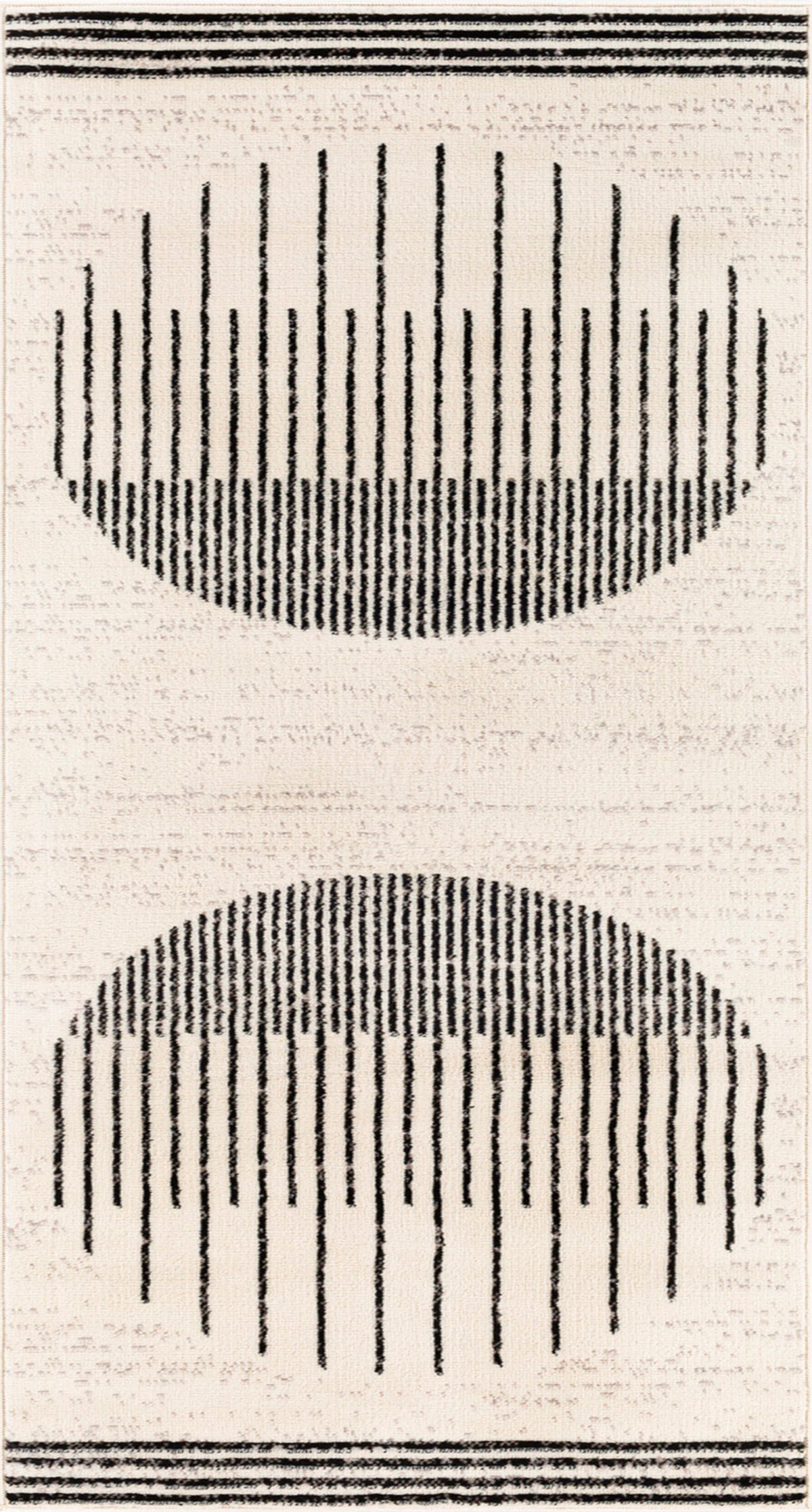 Tapis SURYA Santiago scandinave, motif d'arcs gris et lignes noires sur fond blanc cassé, vue 3