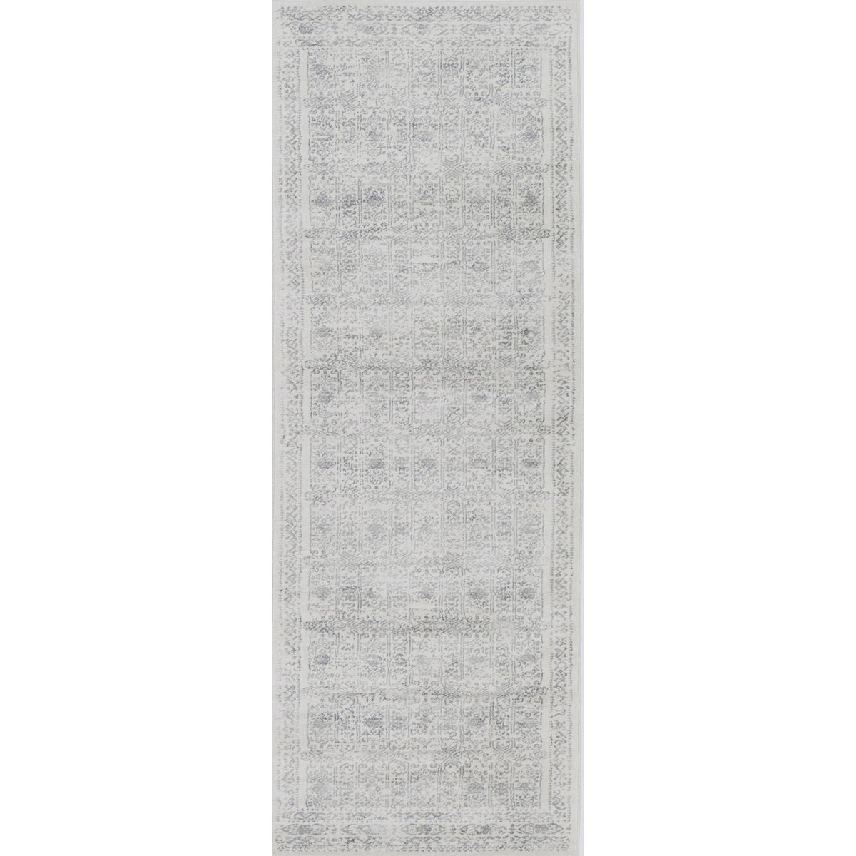 Tapis SURYA Vicky oriental, motif médaillon effet usé gris clair et ivoire, vue 8