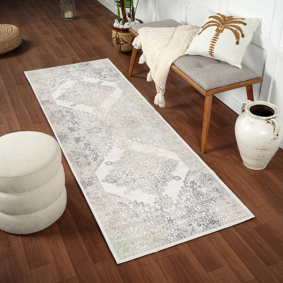 Tapis de Couloir Vintage Oriental Gris/Brun Kota
