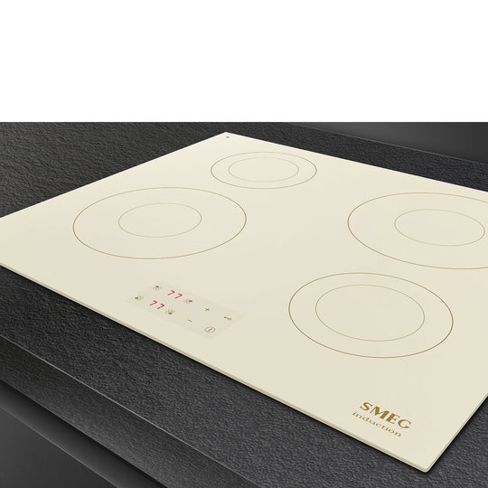 Plaque de cuisson à induction 4 foyers SMEG SI2641DP 60 cm Crème