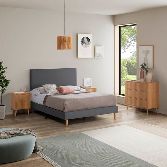 Tête de lit en tissu gris Aura 140x60cm
