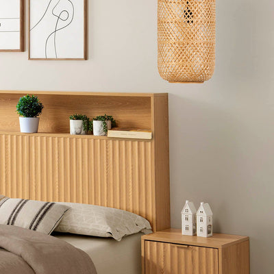 Tête de lit Lluvia 145 cm avec rangement couleur Chêne