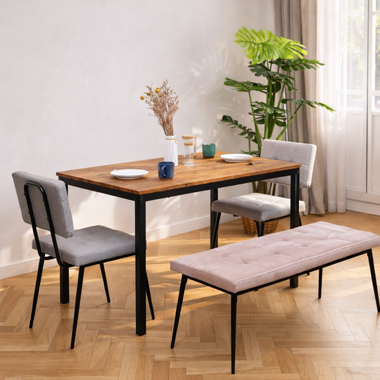 Table à manger 4 personnes Nordlys en métal et bois marron L120 NEWPORT