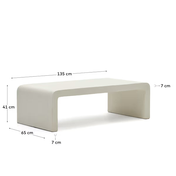 Table basse KAVE HOME Aiguablava en ciment blanc 135x65cm