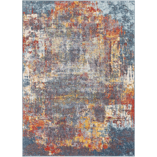 Tapis Abstrait Moderne Multicolore/Bleu Miami