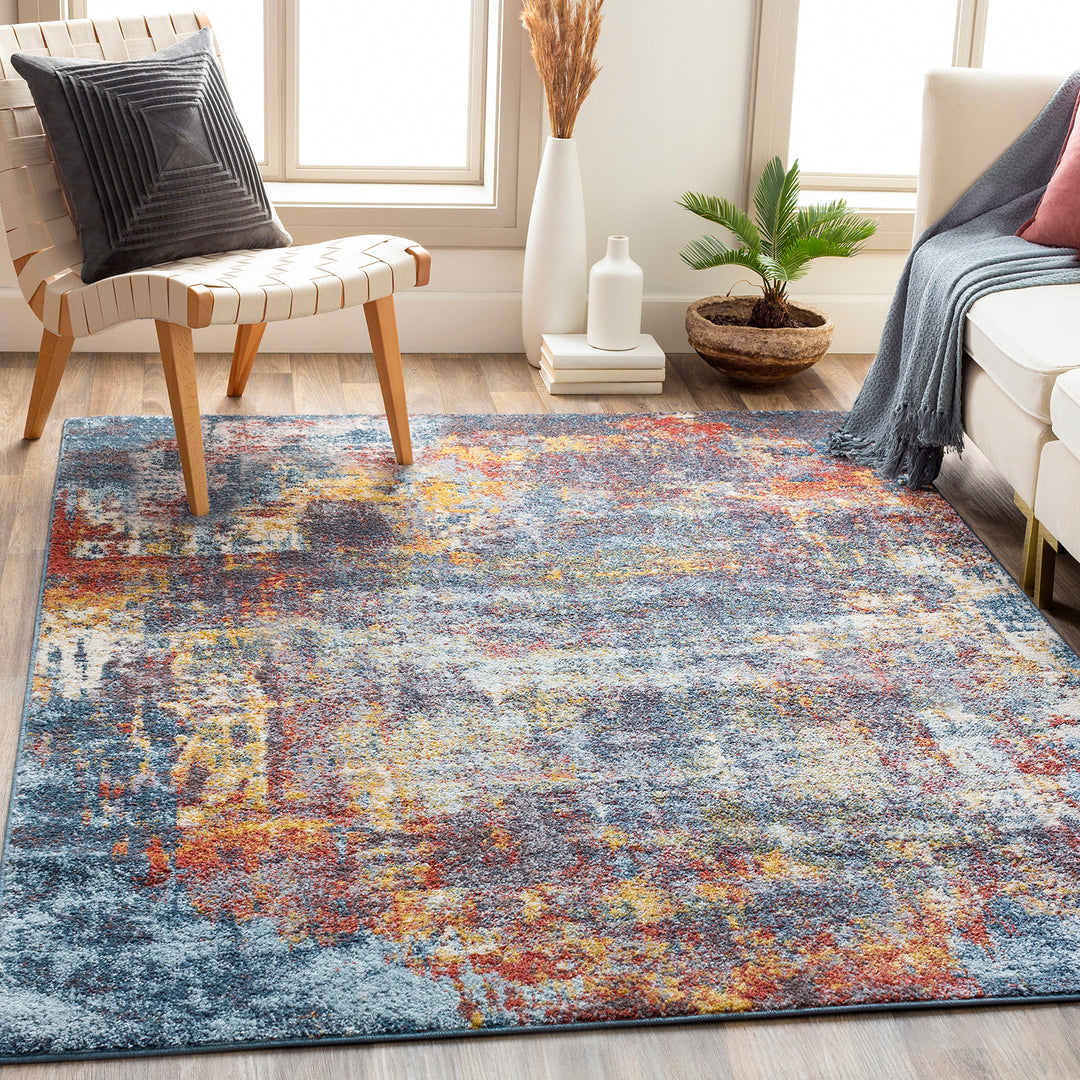 Tapis Abstrait Moderne Multicolore/Bleu Miami