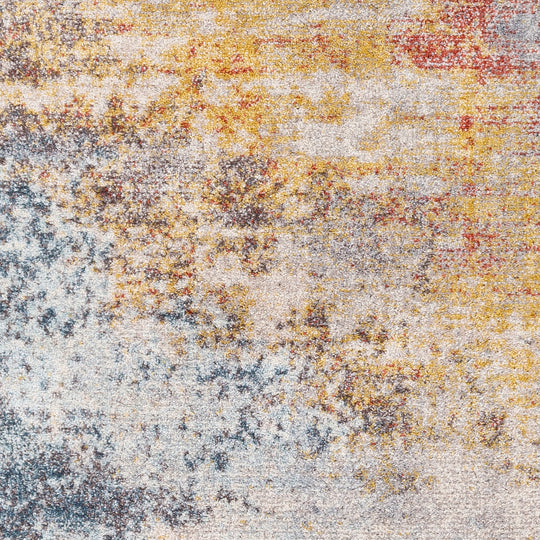 Tapis Rond Abstrait Moderne Multicolore/Orange Rond Sarasota