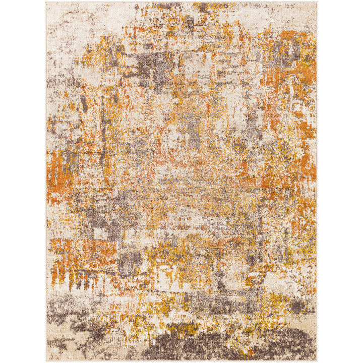 Tapis Surya Jeevika abstrait moderne orange rouille