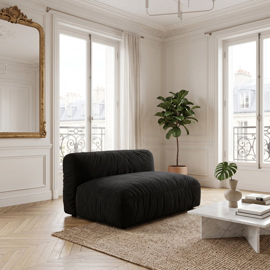 Pouf Martina noir en tissu structurel Boblack