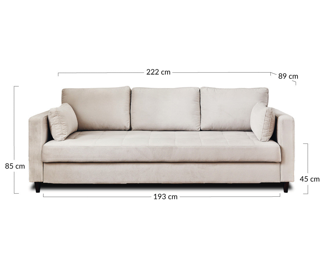 Canapé droit 3 places BESTMOBILIER convertible ANNA bleu canard