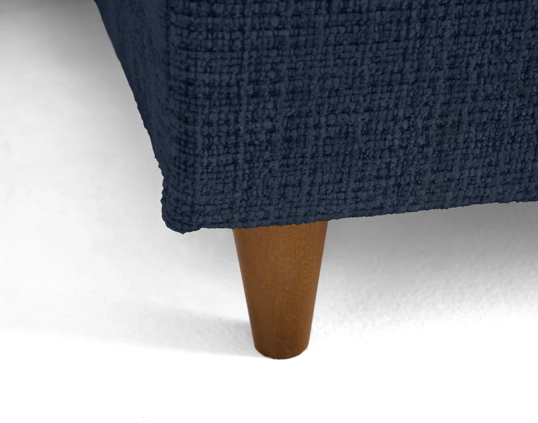 Canapé panoramique convertible  d'angle gauche BEST MOBILIER Anna 7 places avec coffre en velours texturé bleu — photo produit