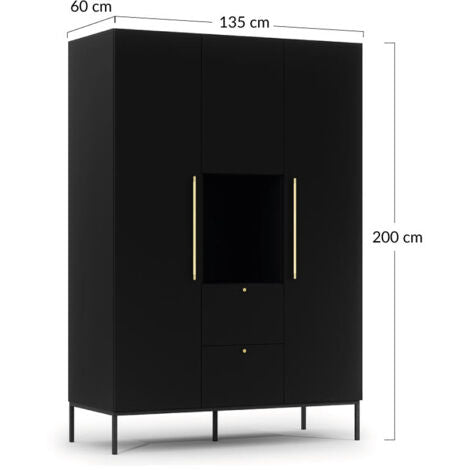 Armoire BEST MOBILIER Felicia noir 135x200cm