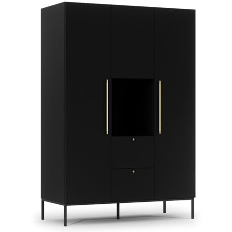 Armoire BEST MOBILIER Felicia noir 135x200cm