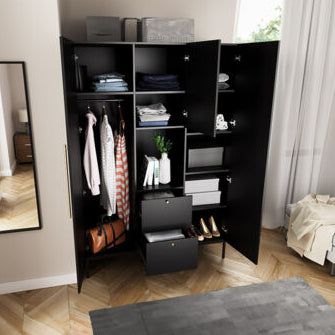 Armoire BEST MOBILIER Felicia noir 135x200cm