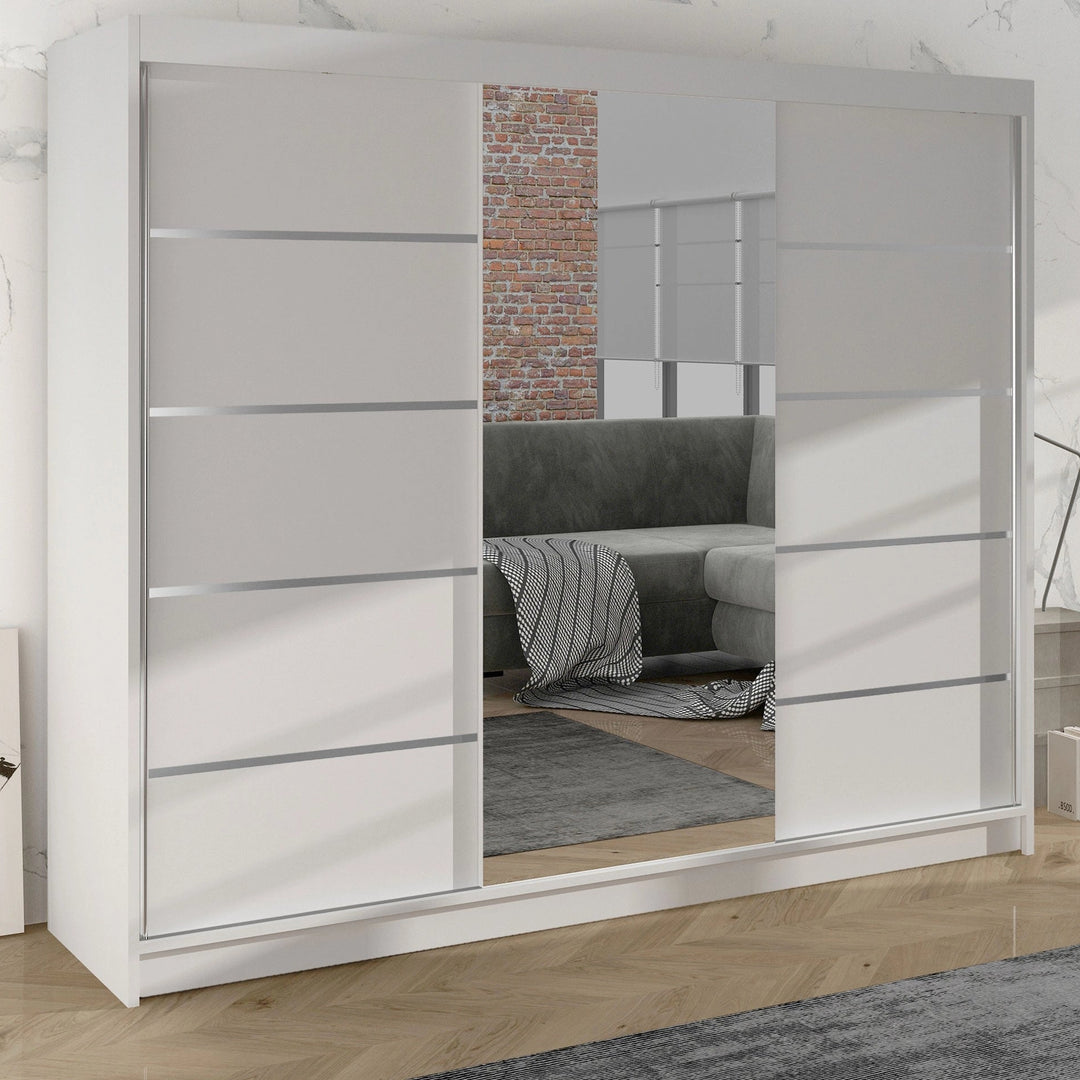 Armoire LES TENDANCES Dalia 200 cm 2 portes miroir blanc