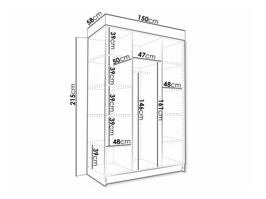 Armoire MOBILIER 1 Closico Decoron I (Blanc + Noir)