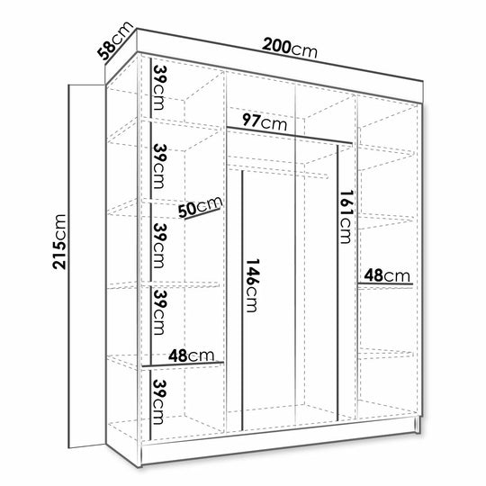 Armoire MOBILIER 1 Closico Navor I (Blanc+ Noir)