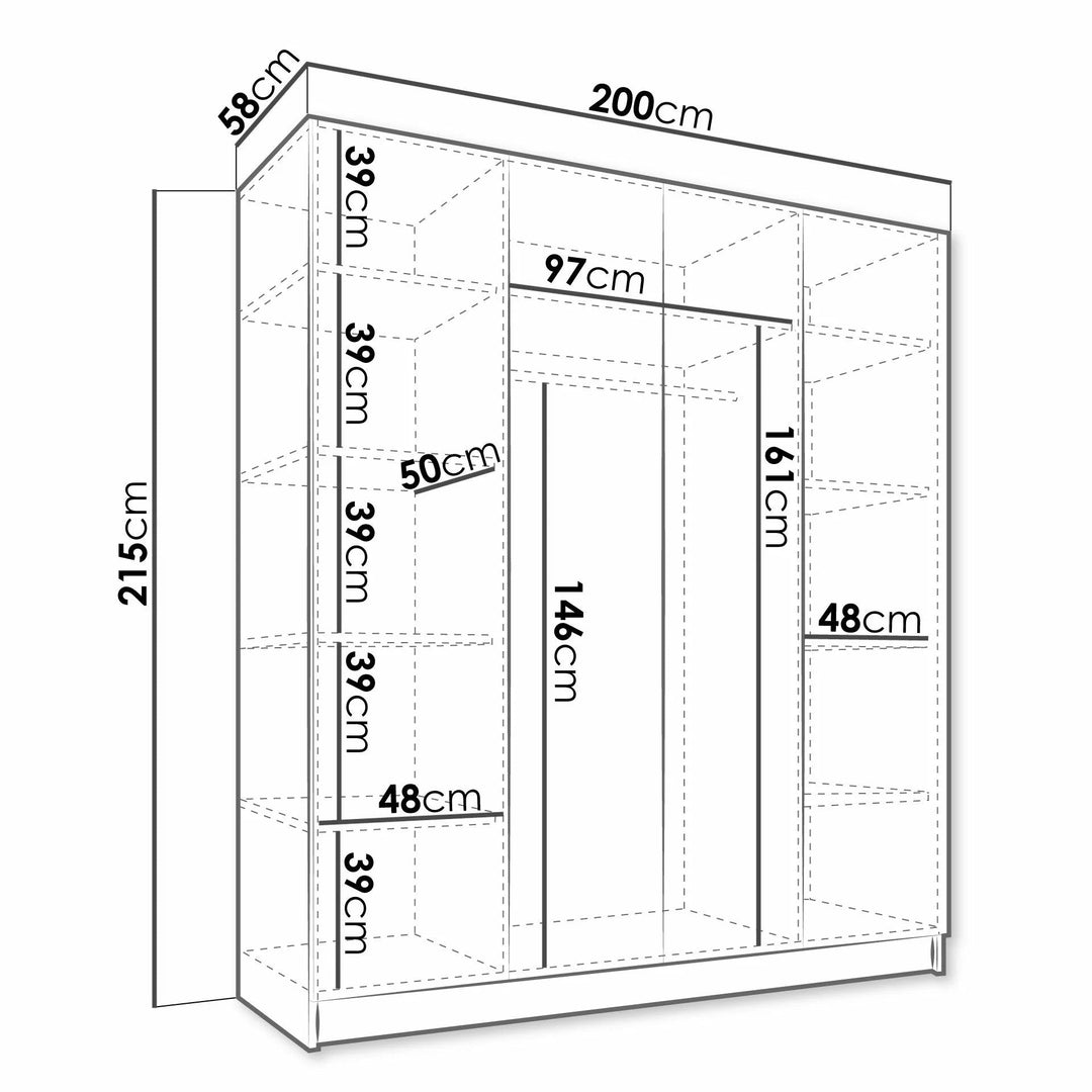 Armoire MOBILIER 1 Closico Navor II (Blanc + Noir)