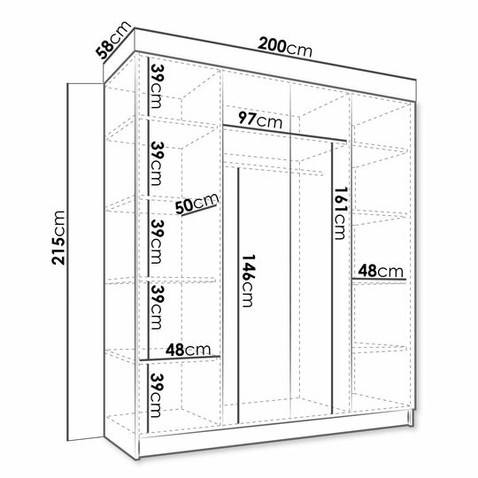 Armoire MOBILIER 1 Closico Navor II (Blanc + Noir)