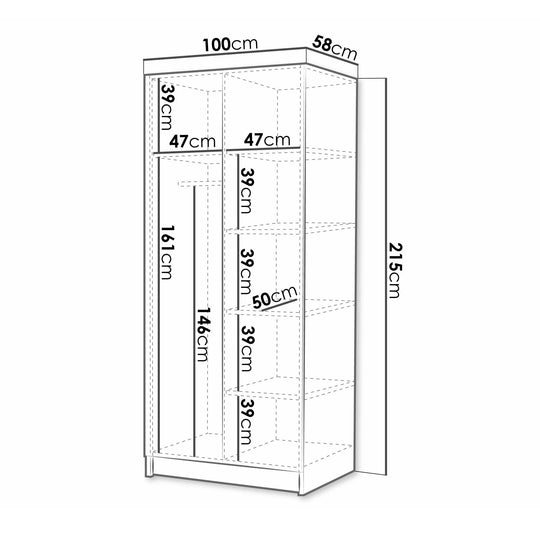 Armoire MOBILIER 1 Closico Staton I (Cachemire + Doré)