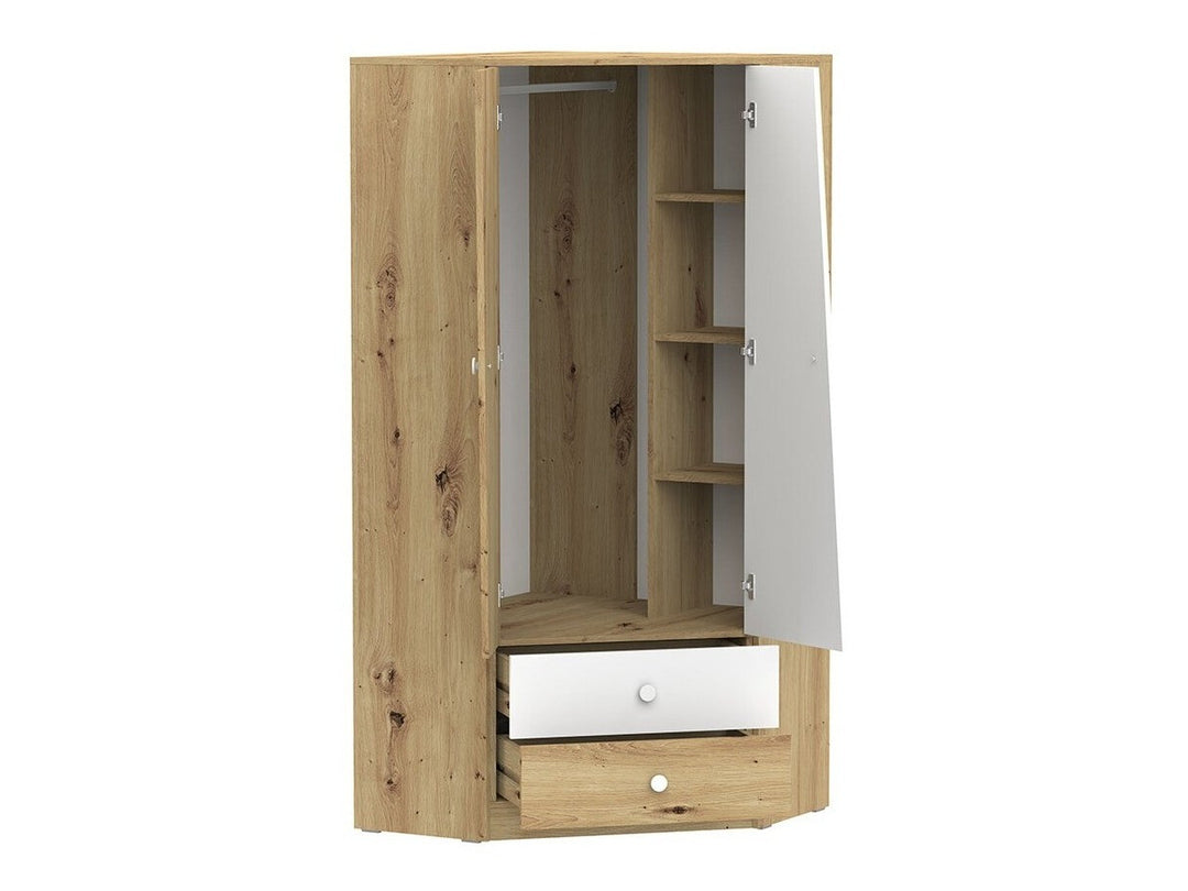 Armoire d'angle MOBILIER 1 Almira 101 (Chêne Artisan + Blanc)