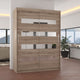 Armoire LES TENDANCES Bozika bois truffe 2 portes coulissantes bois truffe et miroirs horizontaux 150 cm