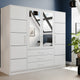 Armoire MOBILIER 1 Dortivu Blanc multi-rangement miroirs