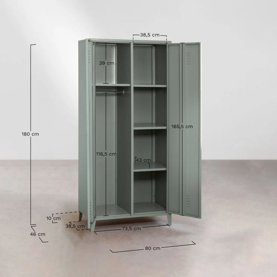 Armoire vestiaire SKLUM Pohpli 2 portes en acier vert kaki