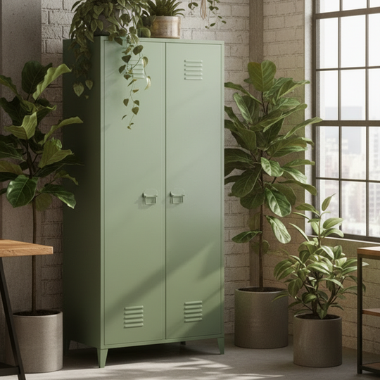 Armoire vestiaire SKLUM Pohpli 2 portes en acier vert kaki