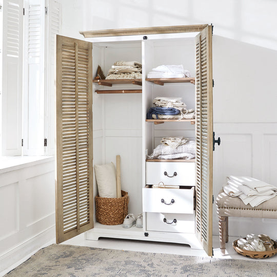 Armoire LOBERON Comtois en bois marron blanc — photo produit