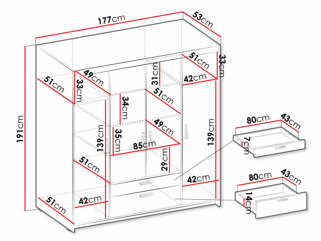 Armoire MOBILIER 1 Novduni 107 (Blanc) — photo produit