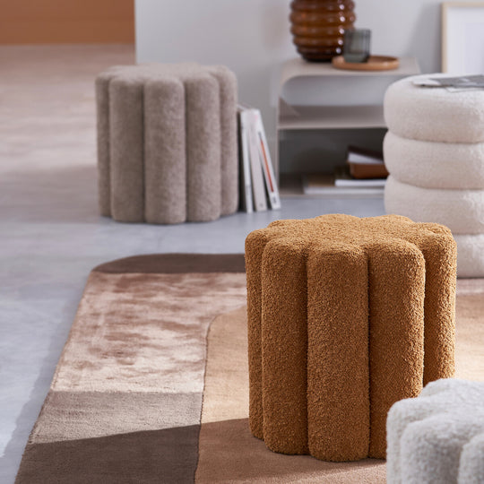 Pouf en bouclette La Redoute Interieurs JUSTYNA Jaune