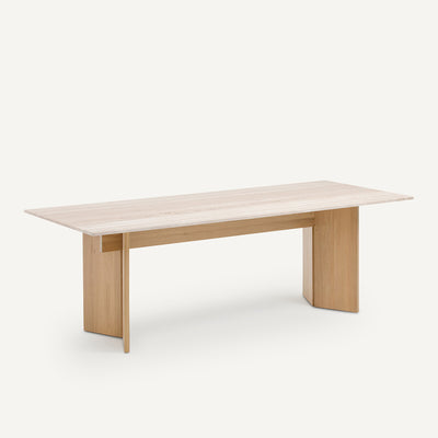 Table travertin chêne massif blanchi, Mindo AM.PM