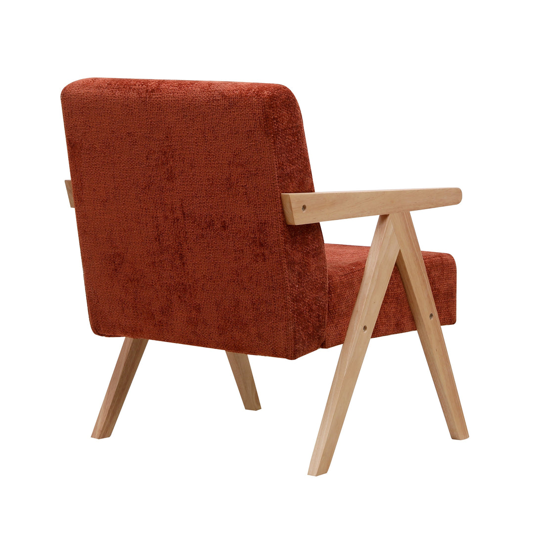 Fauteuil de salon Nordlys en bois massif et tissu terracotta SANTAREM
