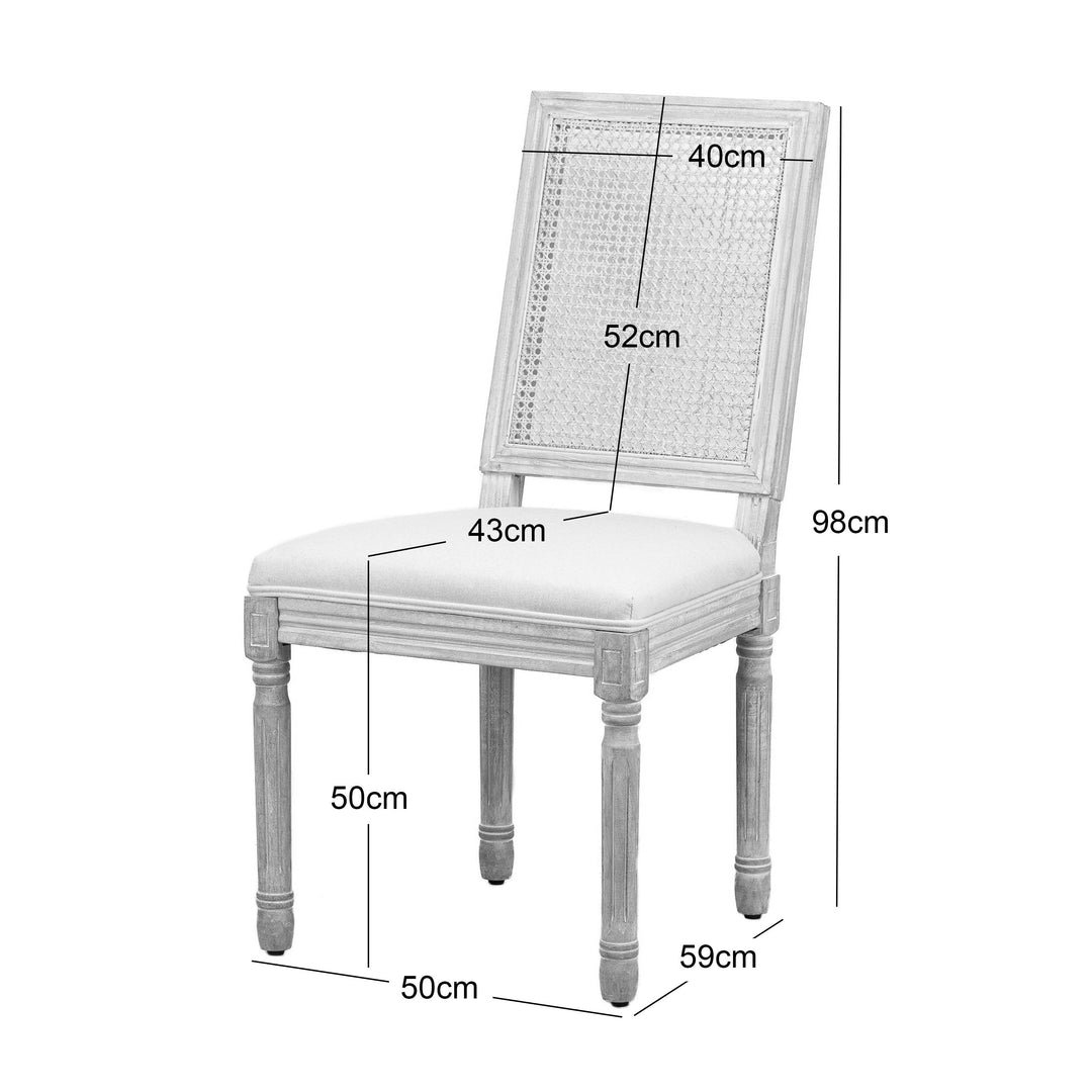 Lot de 2 chaises Nordlys en bois et cannage avec assise en tissu gris foncé CAMBRIDGE