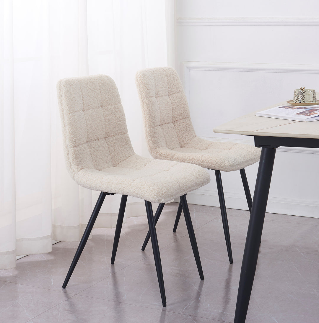 Lot de 2 chaises Nordlys en métal et bouclettes blanc BJORN
