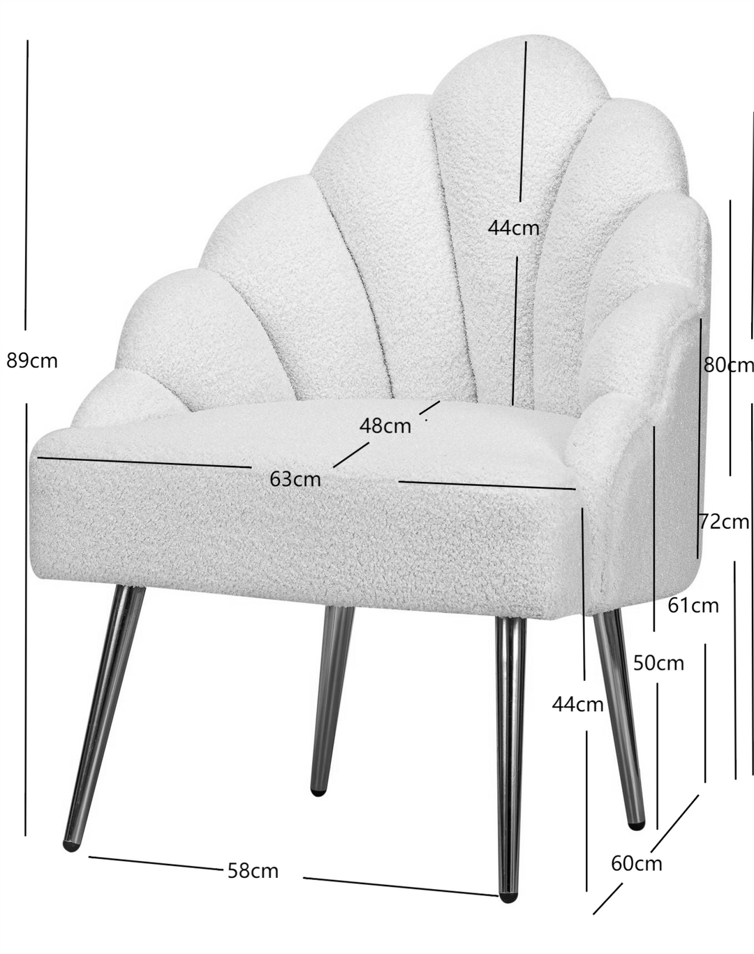 Fauteuil retro en métal et bouclettes blanches